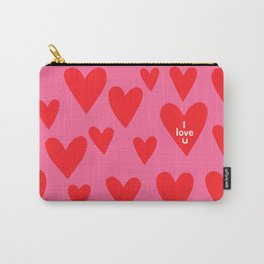 I love u. (red hearts/pink background) Carry-All Pouch