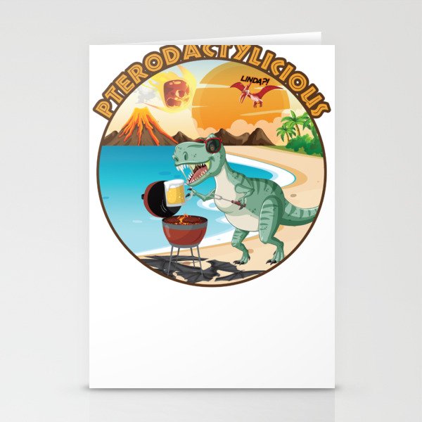 Funny Adult Humor T REX BBQ Grilling Design Funny Dino Graphic Tyrannosaurus  Stationery Cards