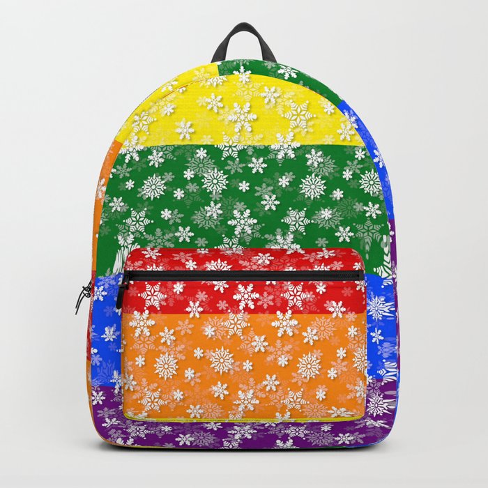 Christmas Pride Bright Festive Rainbow Snowflakes Backpack