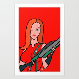 Sci-Fi Lena over Red Art Print