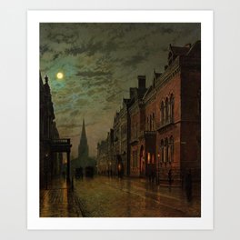 Park Row, Leeds, England by John Atkinson Grimshaw Art Print | Moonlight, England, London, Unitedkingdom, Sherlockholmes, Sheffield, York, Landscape, Parkrow, Grimshaw 