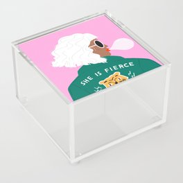 She is Fierce Pink and Green Acrylic Box
