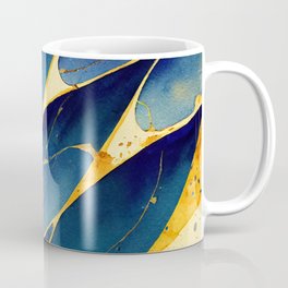 Elegant Blue and Gold Marble Pattern Coffee Mug