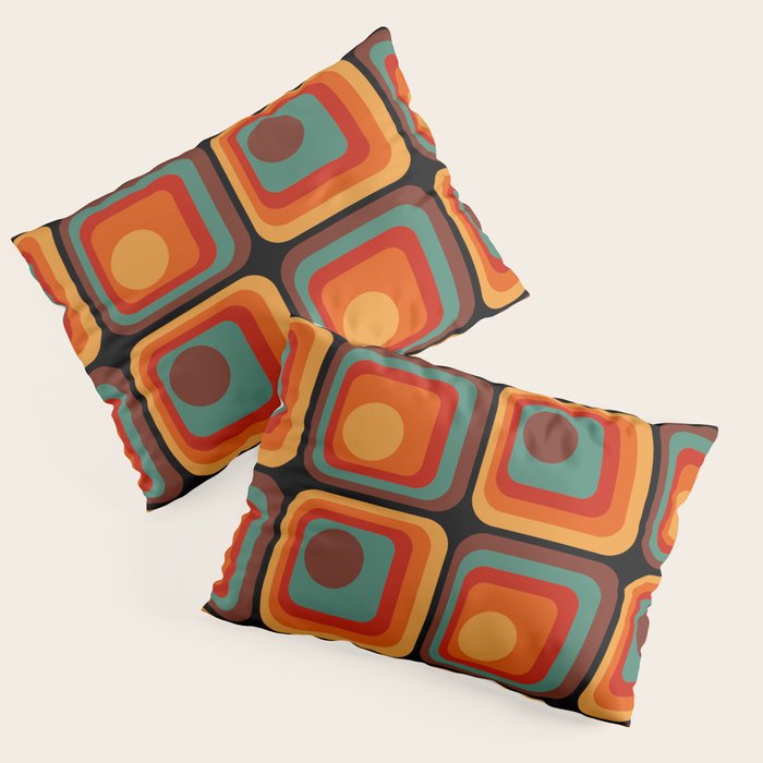 Retro 70s Style Geometric Design 221 Autumn Pillow Sham