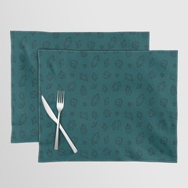 Teal Blue and Black Gems Pattern Placemat