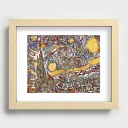 Van Gogh The Starry Night Stained Glass Recessed Framed Print