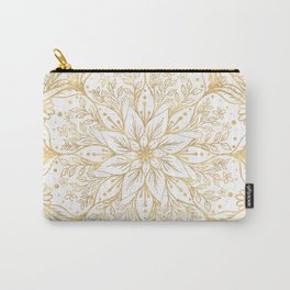 Gold Glitter Flower Mandala Elegant White Design Carry-All Pouch