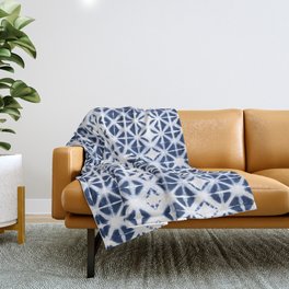 Moroccan design white and indigo blue Throw Blanket