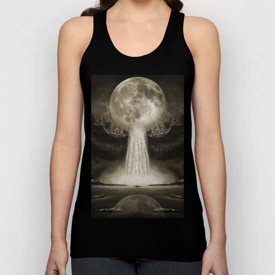 Waterfall Moon Sepia Unisex Tank Top