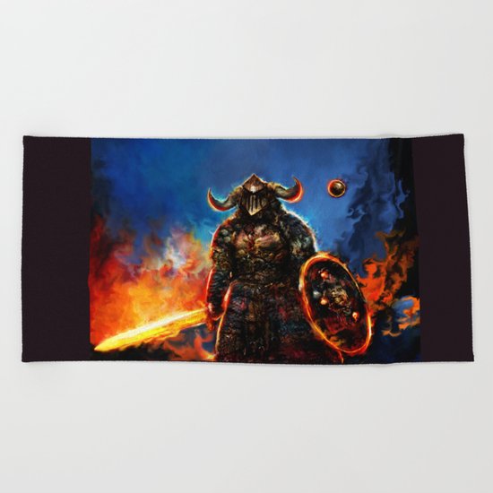viking and his droid Beach Towel