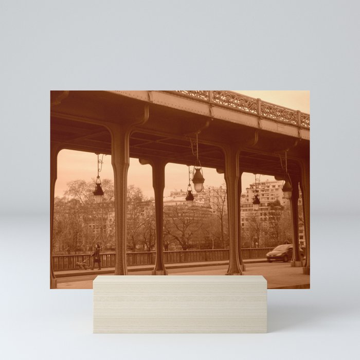 Paris - Bir-Hakeim bridge in sepia Mini Art Print