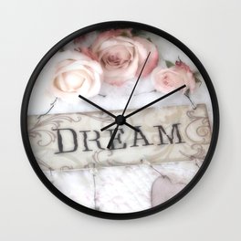Shabby Chic Dream Roses Wall Clock