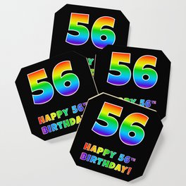[ Thumbnail: HAPPY 56TH BIRTHDAY - Multicolored Rainbow Spectrum Gradient Coaster ]