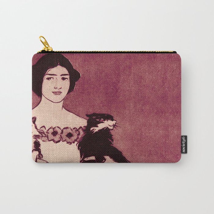 Vintage Crazy Cat Lady In Pink Carry All Pouch By Periodpaper
