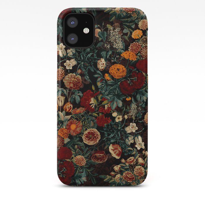 EXOTIC GARDEN - NIGHT XXI iPhone Case | Painting, Botanical, Pattern, Flowers, Garden, Exotic, Botanic, Tropical, Night-garden, Night-forset