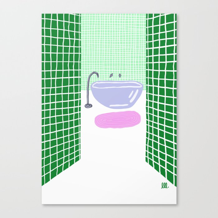 Green bathroom Canvas Print