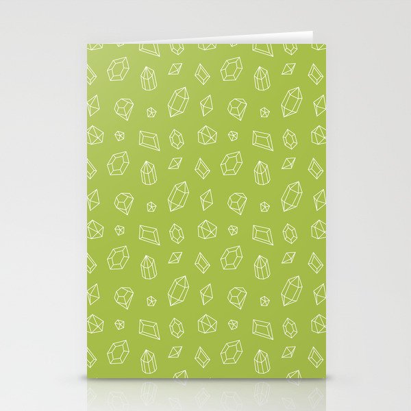 Light Green and White Gems Pattern Stationery Cards