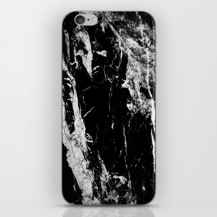 Dark marble black white stone1 iPhone Skin