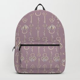 Purple mauve old padlocks and keys vintage style pattern Backpack