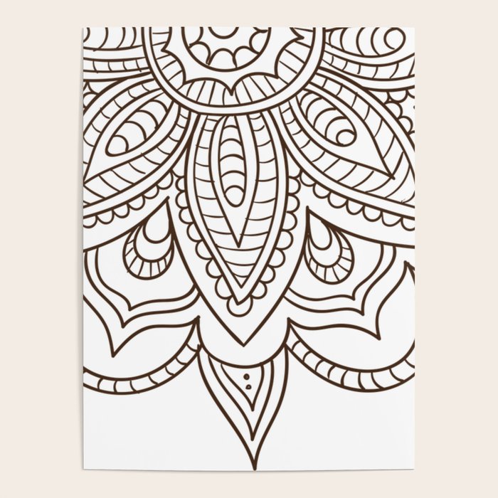 Half Circle Mandala (Black and White) Poster by NoColorDesigns | Society6