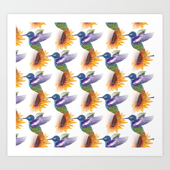 Hummingbird Pattern Art Print