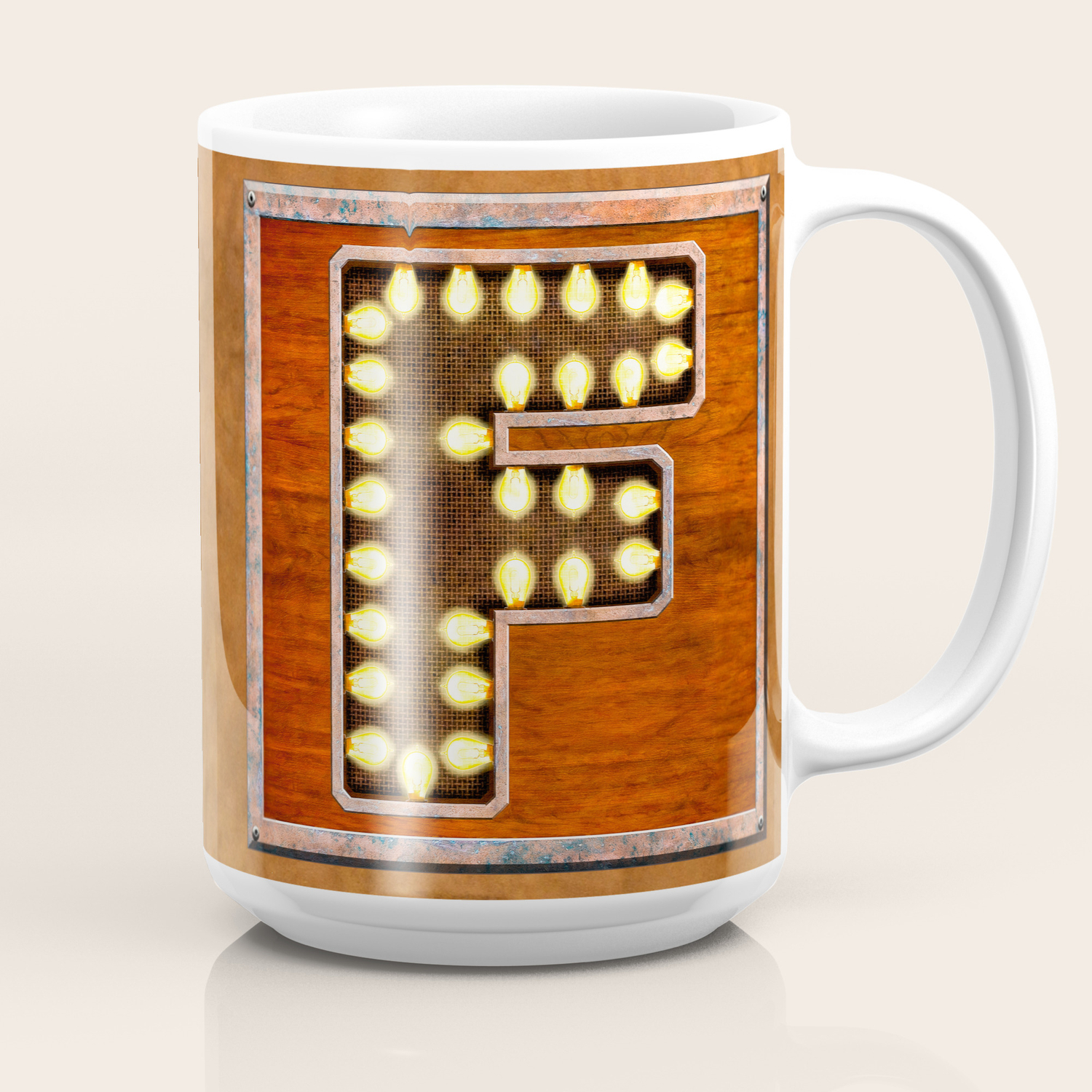 Monogram Letter F Vintage Style Lighted Sign Coffee Mug By Marktisdale Society6
