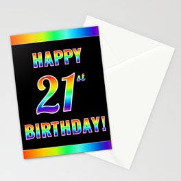 [ Thumbnail: Fun, Colorful, Rainbow Spectrum “HAPPY 21st BIRTHDAY!” Stationery Cards ]