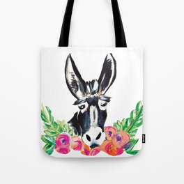 Donkey with flowers Tote Bag