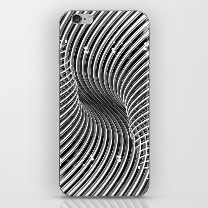 Abstract steel metal chrome curved lines black and white  iPhone Skin
