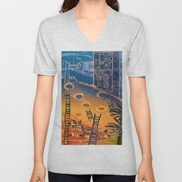 Time through Time, from Caves to Skyscraper, from Organic to Geometric V Neck T Shirt