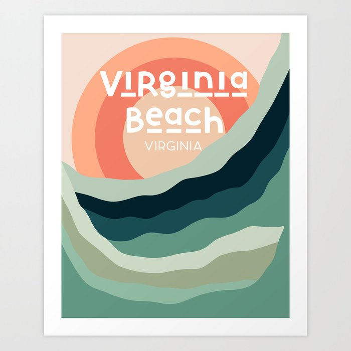 Virginia Beach - Modern Coastal Art Print Art Print