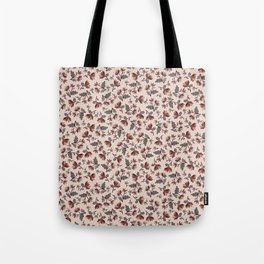 vintage flowers on pink ornaments  Tote Bag