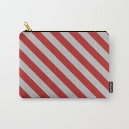 [ Thumbnail: Red and Grey Colored Pattern of Stripes Carry-All Pouch ]