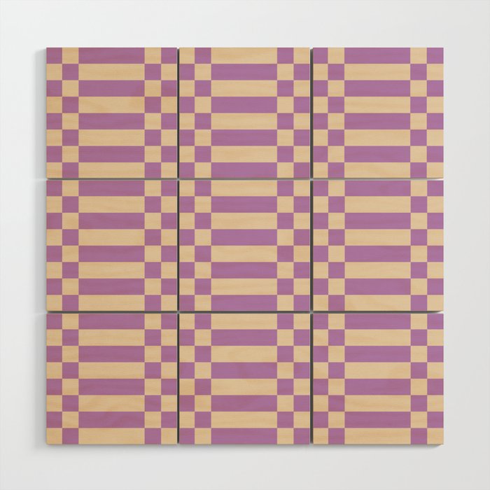 Checkered Stripes pattern lilac Wood Wall Art