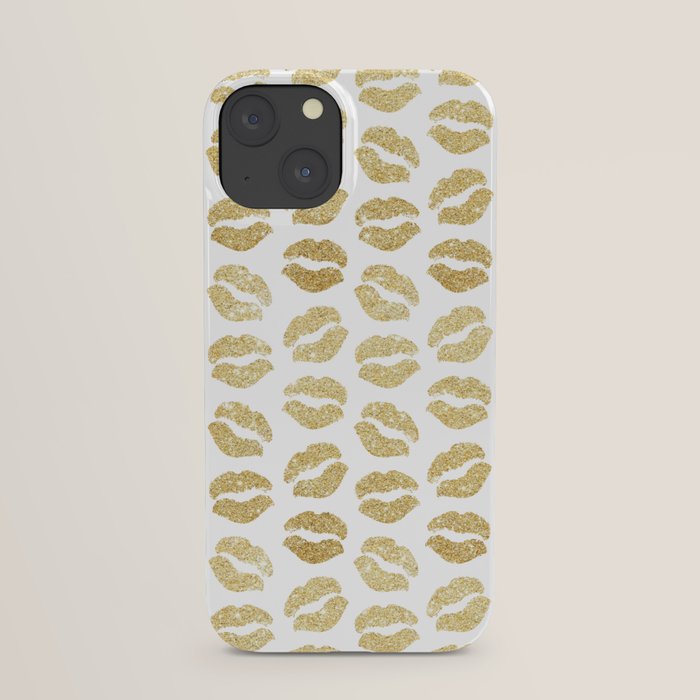 Gold Glitter Lips iPhone Case by A Little Leafy Society6