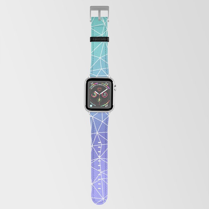 Teal to Melrose Abstract Geometric Wireframe Pattern Design Apple Watch Band