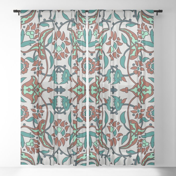 Ornate Arabesque Floral Pattern  Sheer Curtain