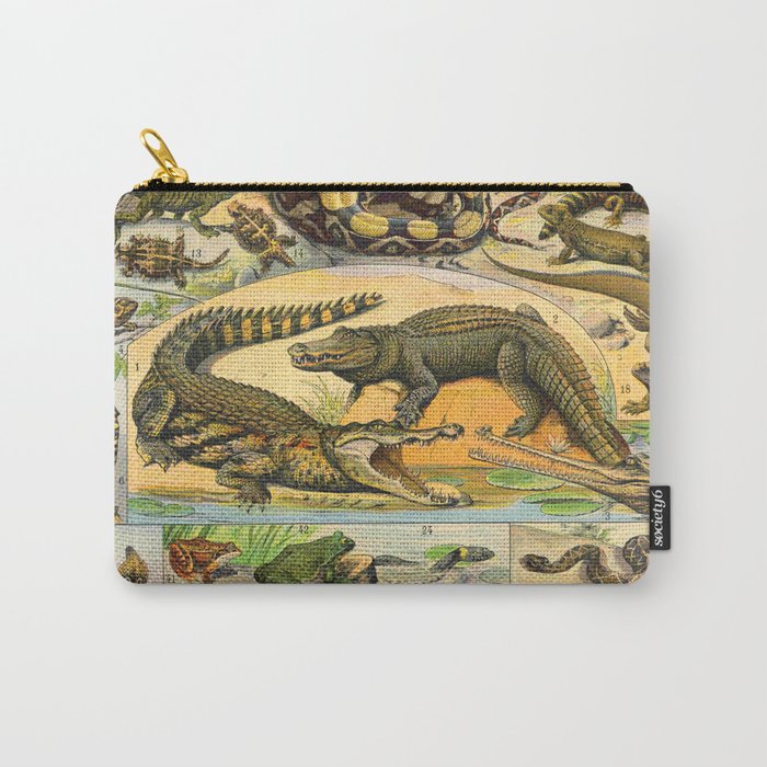 Reptiles Chart Nature Vintage Snake Turtle Alligator Carry-All Pouch