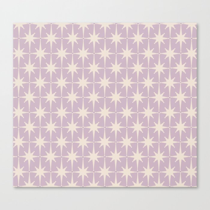 Midcentury Modern Atomic Starburst Pattern in Pretty Lilac and Cream Canvas Print