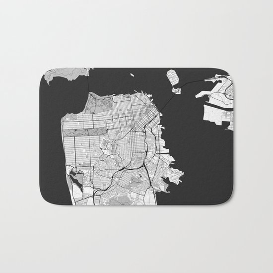 San Francisco Map Gray Bath Mat