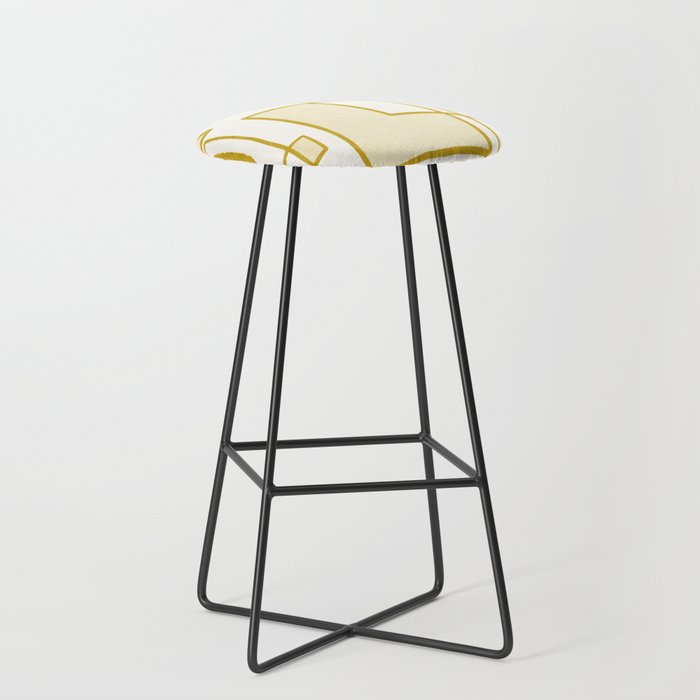 Piet Composition in Pale Mustard Gold  - Mid-Century Modern Minimalist Geometric Abstract Pattern Bar Stool