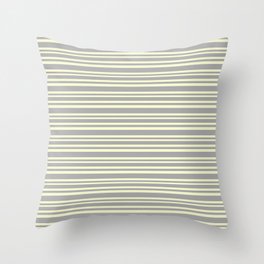 [ Thumbnail: Dark Grey & Light Yellow Colored Striped Pattern Throw Pillow ]