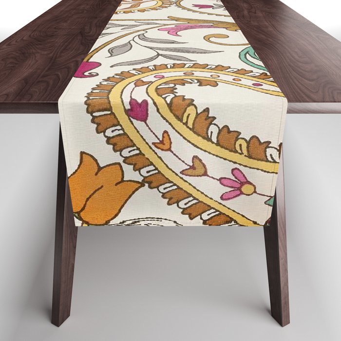 Granny's Gilded Gold Brown Floral Paisley Table Runner