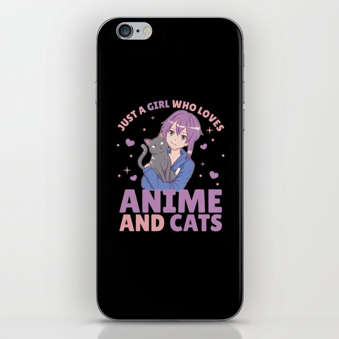 Just A Girl Who Loves Anime And Cats Manga Heart iPhone Skin