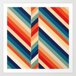 Chevron stripes - retro Art Print