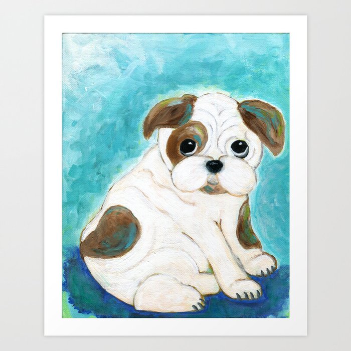 Bulldog Puppy Painting Dog Painting Kid s Room Decor Dog Lover
