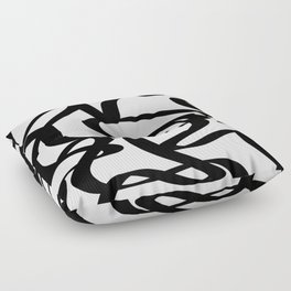 Abstract Swirl Abstract Lines Print Midcentury Shapes Contemporary Black And Beige Cream Swirl Floor Pillow