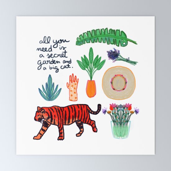 All You Need Is A Secret Garden And A Big Cat Mini Art Print By