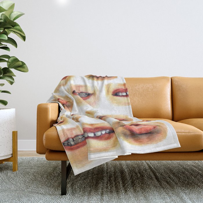 Lips with emotions Throw Blanket