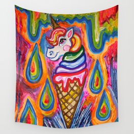 Rainbow Drip Unicone Ice Cream Dream Wall Tapestry
